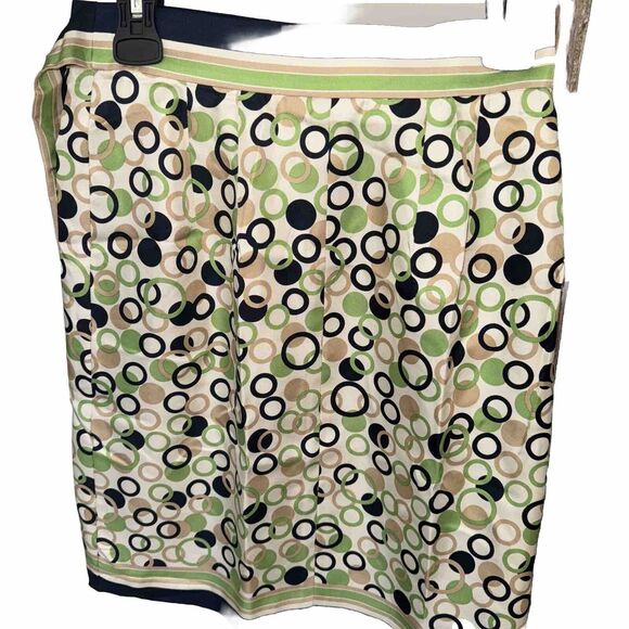 Vintage Talbots Silk Lined Wrap Green Navy Blue‎ Beige Skirt Size 4 - Picture 5 of 7